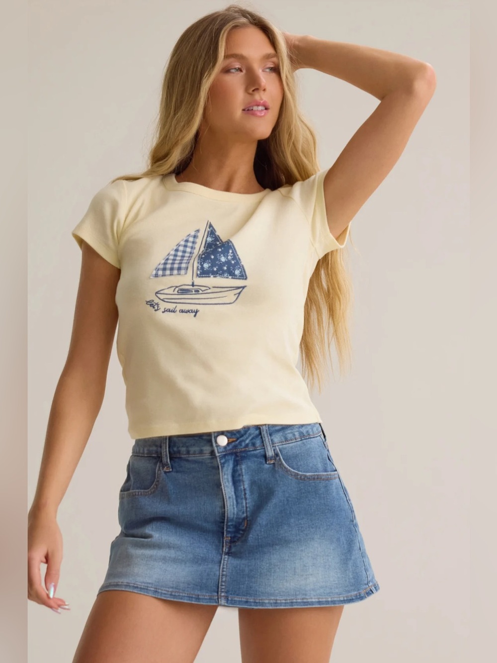 Altar’d State Denim Cutoff Mini Skirt